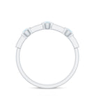 Minimal Half Eternity Ring with Moonstone and Diamond Moonstone - ( AAA ) - Quality - Rosec Jewels