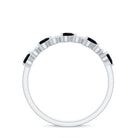 Black Diamond and Moissanite Heart Half Eternity Ring Black Diamond - ( AAA ) - Quality - Rosec Jewels