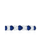 Heart Shape Blue Sapphire and Diamond Half Eternity Ring Blue Sapphire - ( AAA ) - Quality - Rosec Jewels