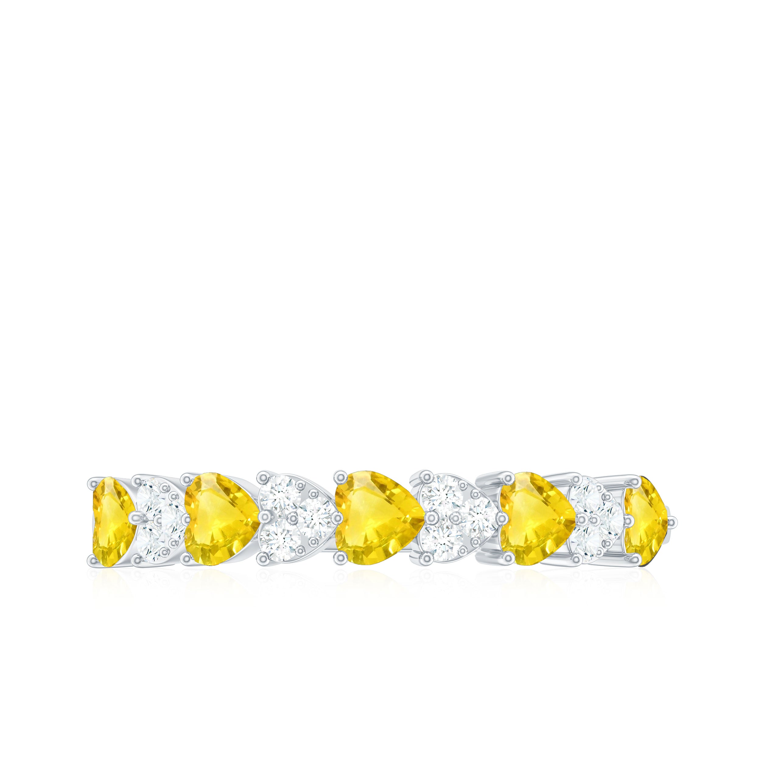 Yellow Sapphire Wedding Half Eternity Ring Yellow Sapphire - ( AAA ) - Quality - Rosec Jewels