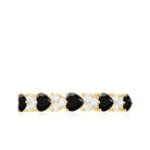 Heart Shape Black Onyx and Diamond Half Eternity Ring Black Onyx - ( AAA ) - Quality - Rosec Jewels