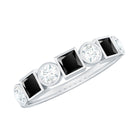 Black Onyx and Diamond Half Eternity Ring Black Onyx - ( AAA ) - Quality - Rosec Jewels