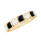 Black Onyx and Diamond Half Eternity Ring Black Onyx - ( AAA ) - Quality - Rosec Jewels