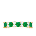 Emerald and Diamond Designer Half Eternity Ring Emerald - ( AAA ) - Quality - Rosec Jewels