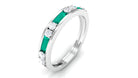 Natural Emerald Half Eternity Ring with Diamond Emerald - ( AAA ) - Quality - Rosec Jewels