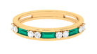 Natural Emerald Half Eternity Ring with Diamond Emerald - ( AAA ) - Quality - Rosec Jewels