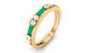 Natural Emerald Half Eternity Ring with Diamond Emerald - ( AAA ) - Quality - Rosec Jewels