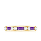 Real Amethyst and Diamond Eternity Anniversary Ring Amethyst - ( AAA ) - Quality - Rosec Jewels