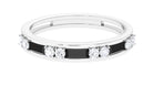 Baguette Cut Black Onyx Half Eternity Ring with Diamond Black Onyx - ( AAA ) - Quality - Rosec Jewels