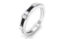 Baguette Cut Black Onyx Half Eternity Ring with Diamond Black Onyx - ( AAA ) - Quality - Rosec Jewels