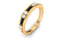 Baguette Cut Black Onyx Half Eternity Ring with Diamond Black Onyx - ( AAA ) - Quality - Rosec Jewels