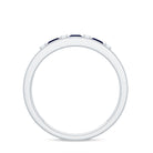 Blue Sapphire Band Ring with Diamond Blue Sapphire - ( AAA ) - Quality - Rosec Jewels