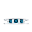 London Blue Topaz and Diamond Band Ring London Blue Topaz - ( AAA ) - Quality - Rosec Jewels