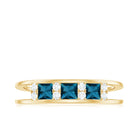 London Blue Topaz and Diamond Band Ring London Blue Topaz - ( AAA ) - Quality - Rosec Jewels