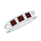 Elegant Garnet and Diamond Band Ring Garnet - ( AAA ) - Quality - Rosec Jewels