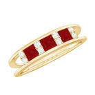 Princess Cut Ruby and Diamond Band Ring Ruby - ( AAA ) - Quality - Rosec Jewels