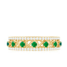 Natural Emerald and Diamond Designer Band Ring Emerald - ( AAA ) - Quality - Rosec Jewels