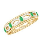 Marquise Cut Emerald Infinity Band Ring with Diamond Emerald - ( AAA ) - Quality - Rosec Jewels