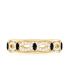 Real Black Onyx and Diamond Infinity Band Ring Black Onyx - ( AAA ) - Quality - Rosec Jewels