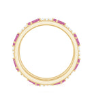 Pink Tourmaline and Moissanite Wide Eternity Ring Pink Tourmaline - ( AAA ) - Quality - Rosec Jewels