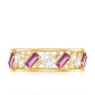 Pink Tourmaline and Moissanite Wide Eternity Ring Pink Tourmaline - ( AAA ) - Quality - Rosec Jewels