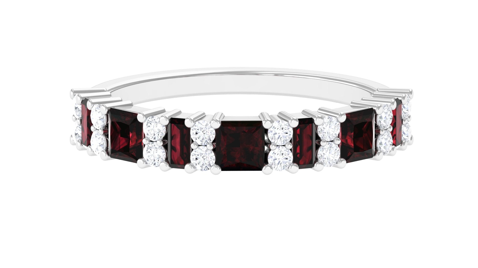 Natural Garnet and Diamond Eternity Ring Garnet - ( AAA ) - Quality - Rosec Jewels