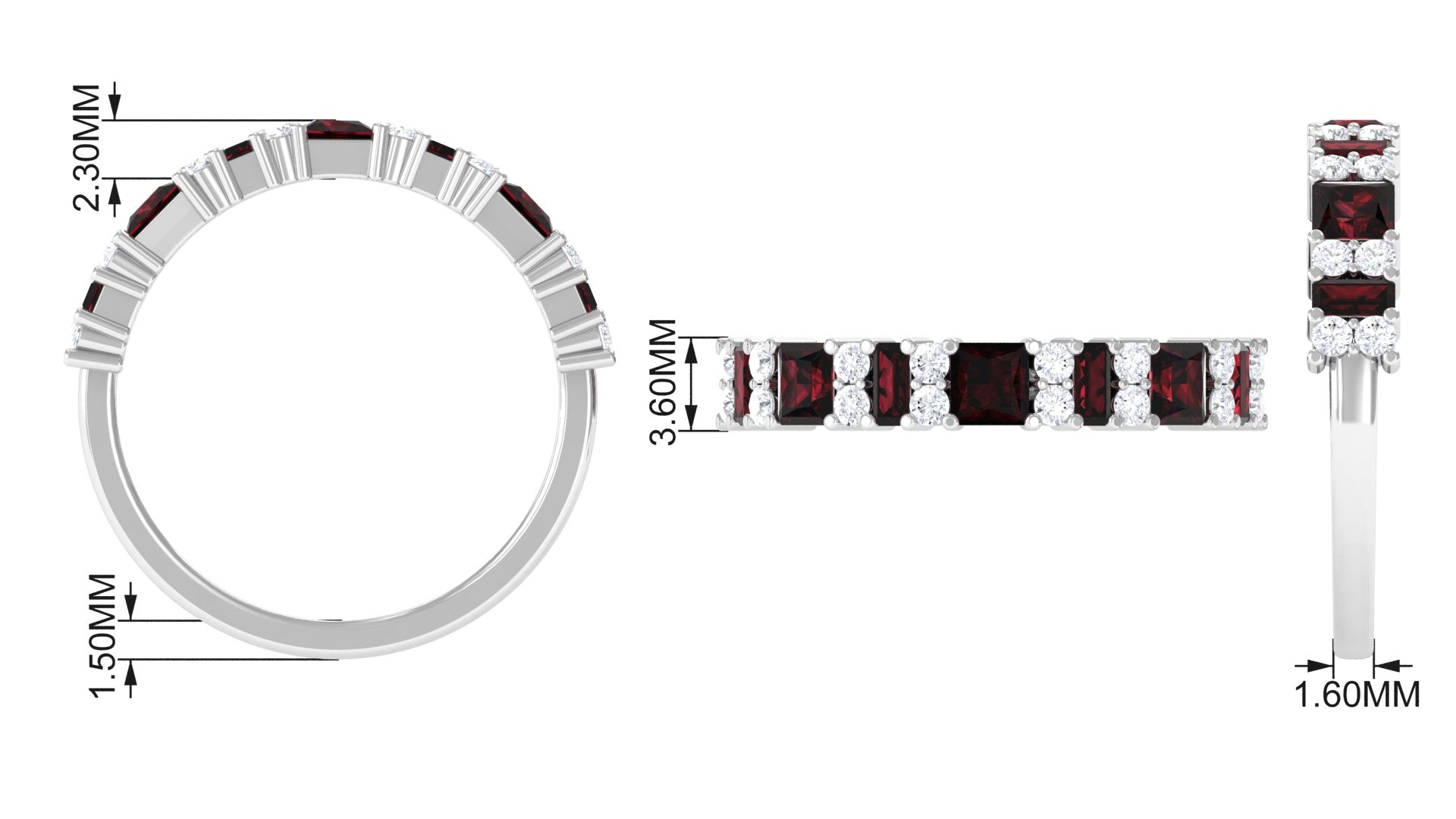 Natural Garnet and Diamond Eternity Ring Garnet - ( AAA ) - Quality - Rosec Jewels