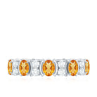 3.5 CT Oval Cut Citrine and Moissanite Eternity Anniversary Ring Citrine - ( AAA ) - Quality - Rosec Jewels