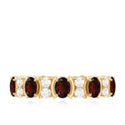 Oval Garnet Eternity Ring with Diamond Garnet - ( AAA ) - Quality - Rosec Jewels