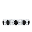 Oval Black Onyx and Moissanite Eternity Anniversary Band Ring Black Onyx - ( AAA ) - Quality - Rosec Jewels