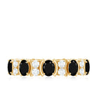 Oval Cut Black Spinel and Moissanite Eternity Ring Black Spinel - ( AAA ) - Quality - Rosec Jewels