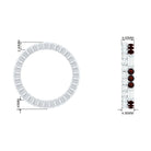 Natural Garnet and Moissanite Two Row Eternity Ring Garnet - ( AAA ) - Quality - Rosec Jewels