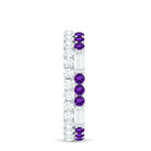 Real Amethyst and Moissanite Two Row Eternity Ring Amethyst - ( AAA ) - Quality - Rosec Jewels