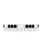 Black Onyx and Moissanite Two Row Eternity Ring Black Onyx - ( AAA ) - Quality - Rosec Jewels