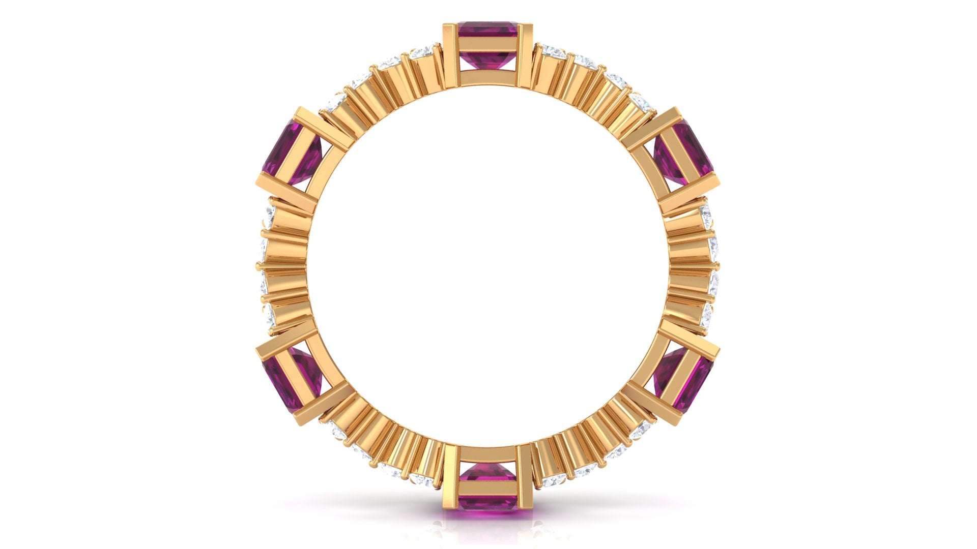 5 CT Certified Rhodolite and Moissanite Eternity Ring in Gold Rhodolite - ( AAA ) - Quality - Rosec Jewels