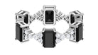 Designer Black Onyx and Moissanite Eternity Ring Black Onyx - ( AAA ) - Quality - Rosec Jewels