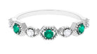 Certified Emerald and Diamond Half Eternity Ring Emerald - ( AAA ) - Quality - Rosec Jewels