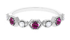 1/2 CT Elegant Rhodolite and Diamond Half Eternity Ring Rhodolite - ( AAA ) - Quality - Rosec Jewels