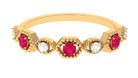 Ruby and Diamond Half Eternity Ring in Prong Setting Ruby - ( AAA ) - Quality - Rosec Jewels