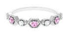 Pink Tourmaline and Diamond Eternity Wedding Band Pink Tourmaline - ( AAA ) - Quality - Rosec Jewels