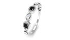 Black Onyx and Diamond Geometric Half Eternity Ring Black Onyx - ( AAA ) - Quality - Rosec Jewels