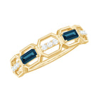 Natural London Blue Topaz and Diamond Half Eternity Ring London Blue Topaz - ( AAA ) - Quality - Rosec Jewels