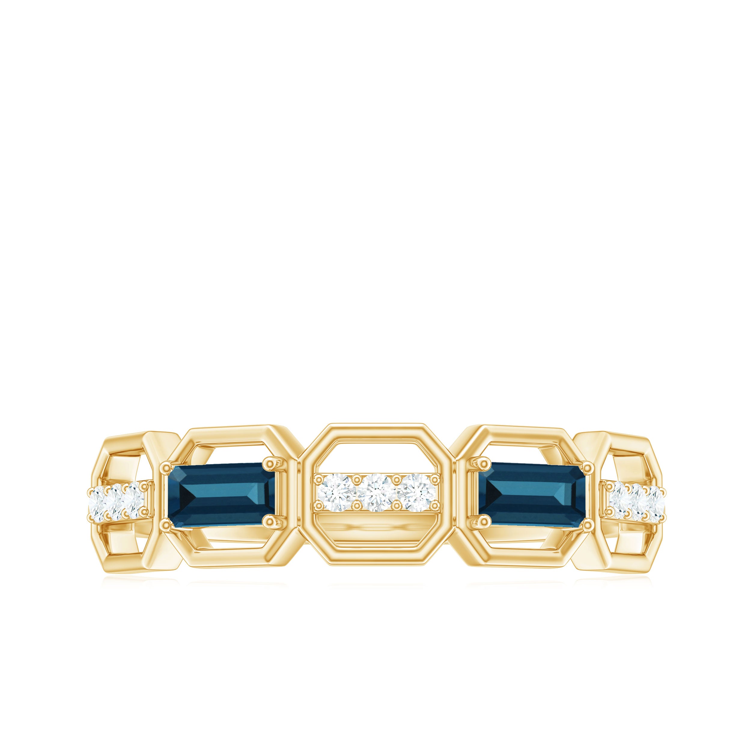 Natural London Blue Topaz and Diamond Half Eternity Ring London Blue Topaz - ( AAA ) - Quality - Rosec Jewels