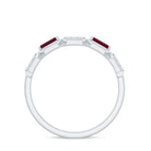 Classic Half Eternity Ring with Ruby and Diamond Ruby - ( AAA ) - Quality - Rosec Jewels