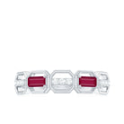 Classic Half Eternity Ring with Ruby and Diamond Ruby - ( AAA ) - Quality - Rosec Jewels