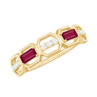 Classic Half Eternity Ring with Ruby and Diamond Ruby - ( AAA ) - Quality - Rosec Jewels