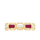 Classic Half Eternity Ring with Ruby and Diamond Ruby - ( AAA ) - Quality - Rosec Jewels