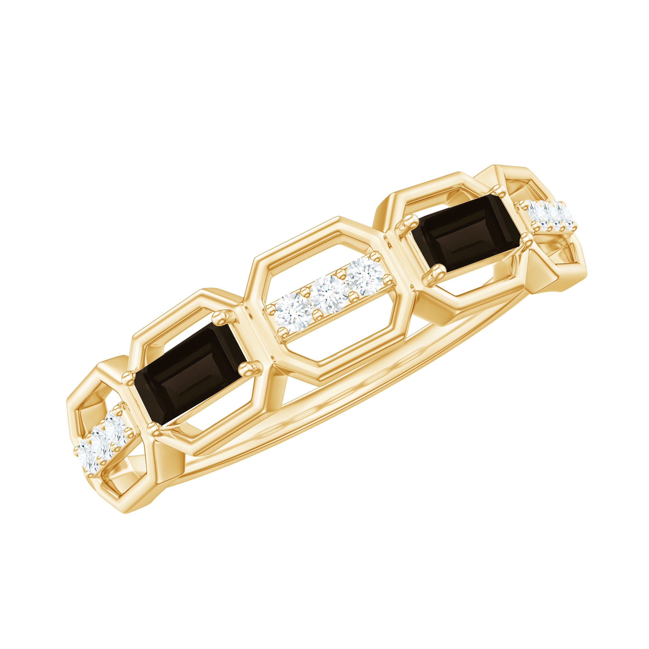 Classic Band Ring with Smoky Quartz and Diamond Smoky Quartz - ( AAA ) - Quality - Rosec Jewels