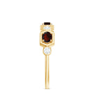 Oval Cut Garnet Half Eternity Ring with Diamond Stones Garnet - ( AAA ) - Quality - Rosec Jewels