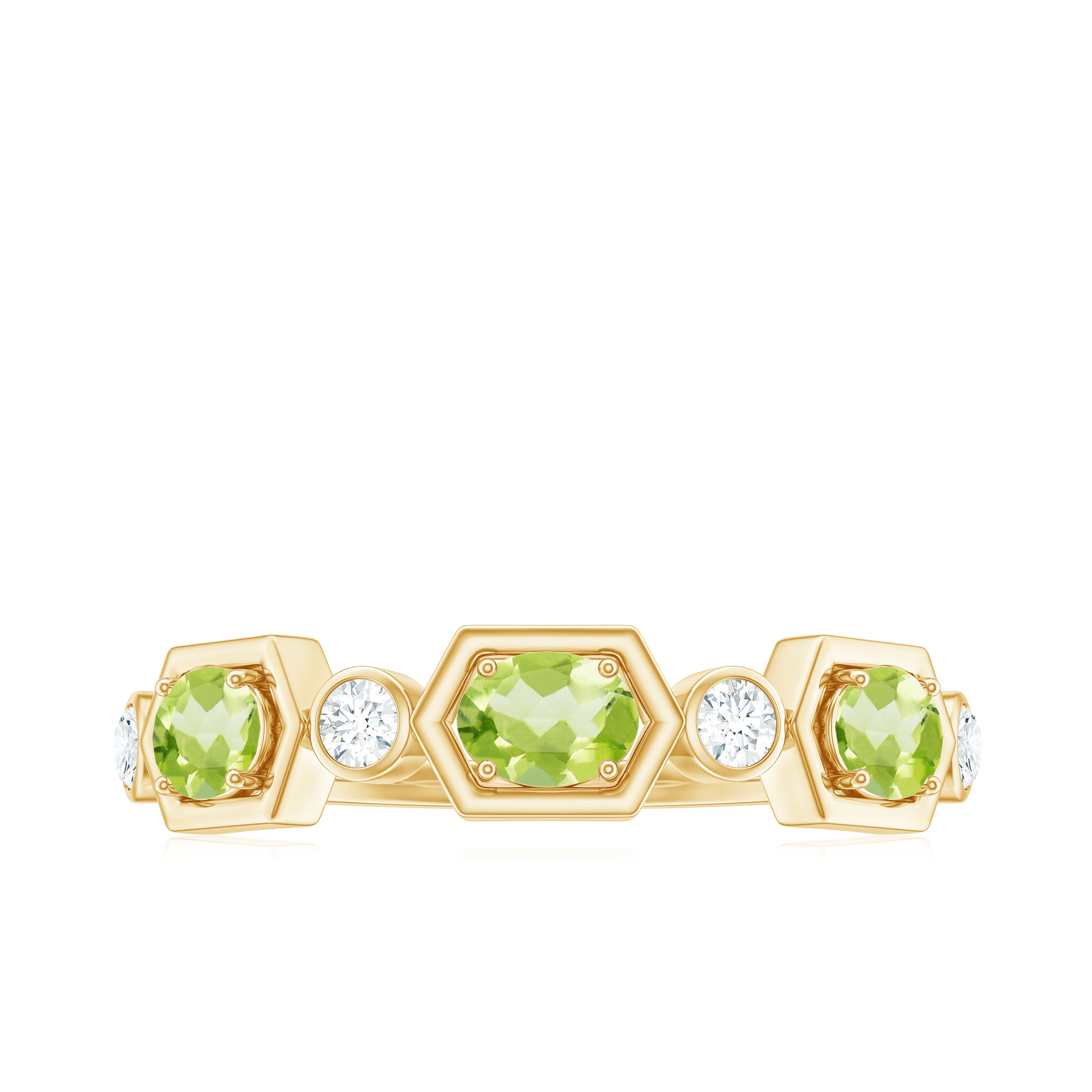 Natural Peridot and Diamond Eternity Wedding Band Peridot - ( AAA ) - Quality - Rosec Jewels